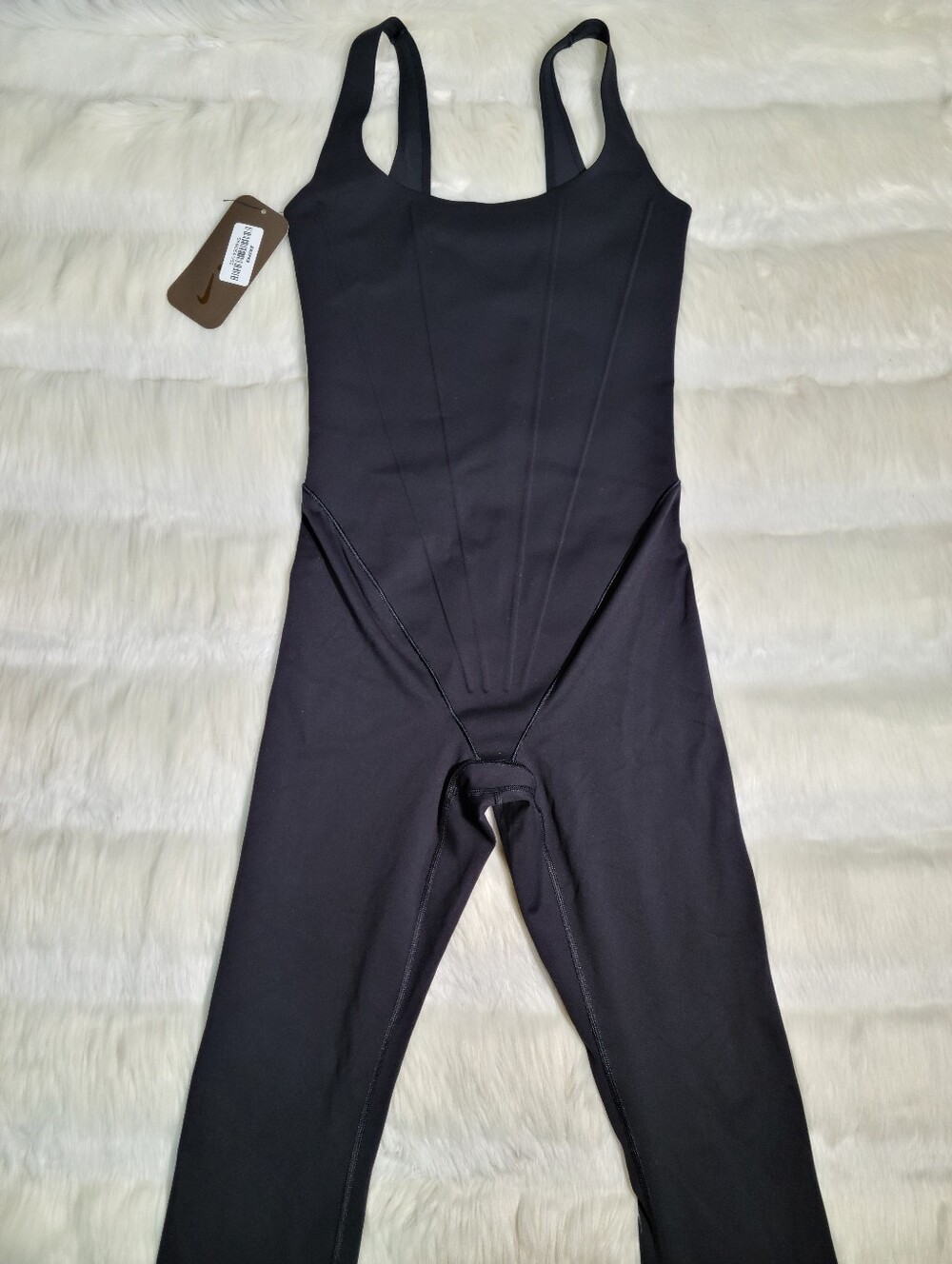 Nike SKIMS Matte Printed Corset 29in Bodysuit Black Onyx Women Small NEW